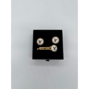 Vintage stag deer‎ cufflinks for hunters Mens Gold Tone Tie Clip Set Japan